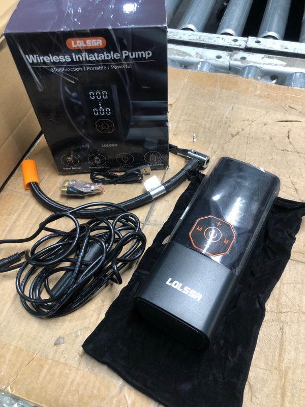 Photo 4 of ***MINOR DAMAGE/ SEE NOTES***
Tire Inflator Portable Air Compressor-25000mAh?180PSI Air Pump for Car Tires, Porable Air Compressor with Pressure Gauge, Cigarette Lighter Plug for Car, Motor, Bike, Ball, Dual-Use Type