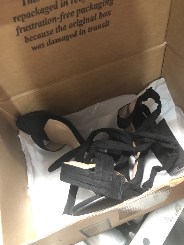 Photo 1 of Allegra K Women Open Toe Ankle Tie Back Chunky Heel Sandals SIZE 7
