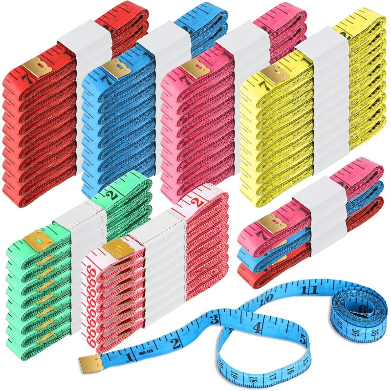 Photo 1 of 100 Pcs Soft Tape Measure Vinyl Body Measuring Tape for Sewing Soft Ruler for Weight Loss Body Measurement Fabric Cloth Tailor Craft Double Scale 150 cm/ 60...
