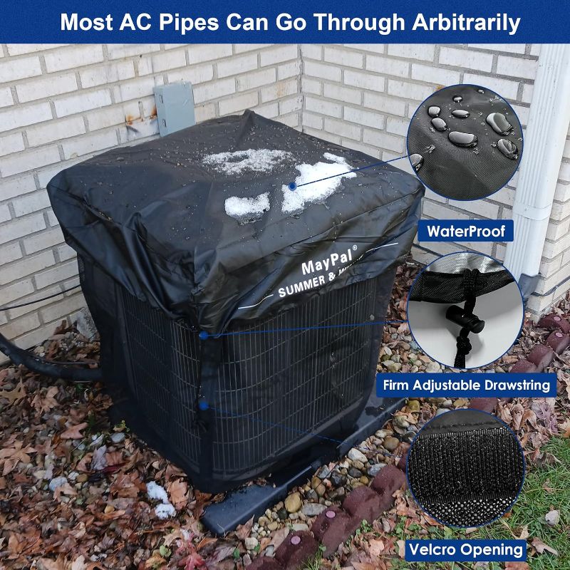 Photo 1 of 2 in 1 Air Conditioner Covers for Outside Units,Full Mesh & Detachable Waterproof Top AC Unit Defender Cover for All Season,Protect from Leaves,Snow & Dust 28"*28"*32"