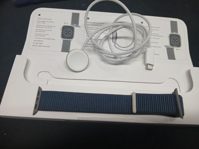 Photo 1 of APPLE WATCH BAND SERIES 9 BLUE WITH GREY 41MM AND CHARGER CORD 