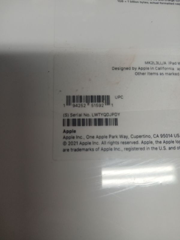 Photo 4 of Apple iPad (9th Generation): with A13 Bionic chip, 10.2-inch Retina Display, 64GB, Wi-Fi, 12MP front/8MP Back Camera, Touch ID, All-Day Battery Life – Silver---------SN----LWTYQDJPDY-------FACTORY SEALED----
