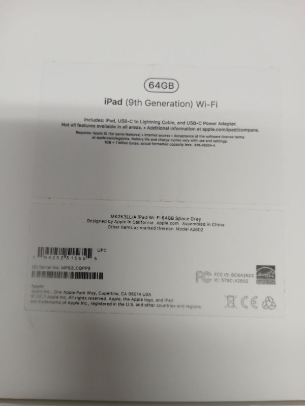 Photo 4 of Apple iPad 10.2-inch Wi-Fi 64GB (2021, 9th Generation) - Space Gray--SN-- MP92LCQPP9
