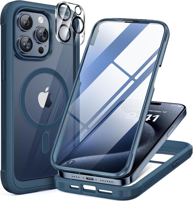 Photo 1 of 
Miracase Magnetic for iPhone 15 Pro Case [Compatible with MagSafe] Full-Body Phone case with Built-in Glass Screen Protector& Camera Protector, Military.