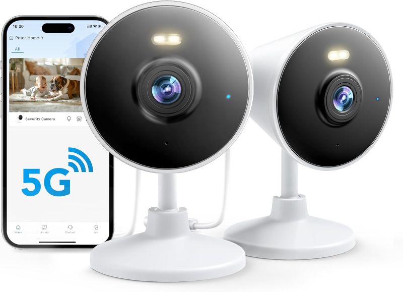 Photo 1 of [5G & 2.4G] Indoor/Outdoor Security Camera for Home, Baby/Elder/Dog/Pet Camera with Phone App, Wi-Fi Camera w/Spotlight, Color Night Vision, 2-Way Audio, 24/7, SD/Cloud Storage, Work w/Alexa, 2Pack