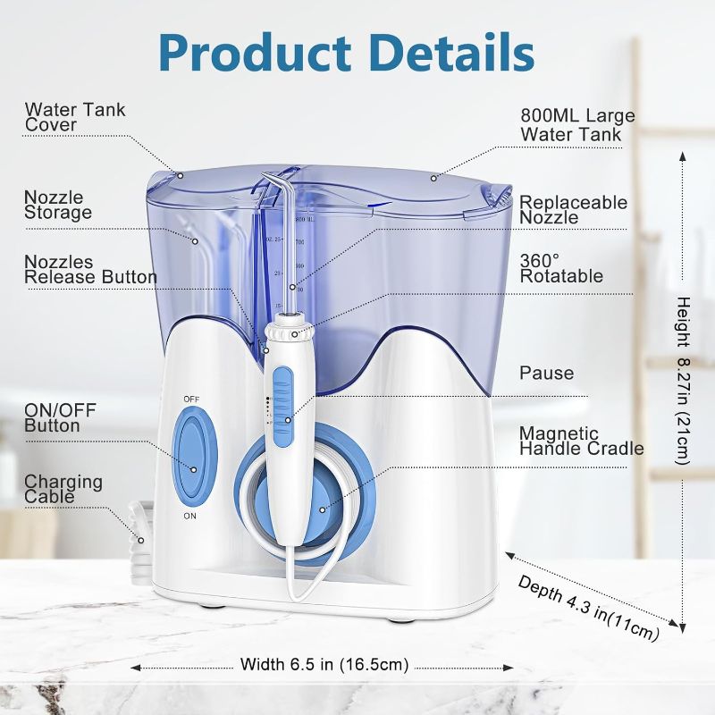 Photo 3 of (READ FULL POST) H2ofloss Dental Water Flosser for Teeth Cleaning With 12 Multifunctional Tips and 800ml Capacity