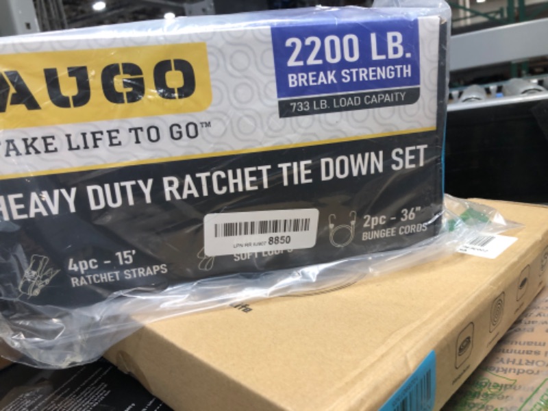 Photo 2 of AUGO Retractable Ratchet Straps | 2 Heavy Duty Ratchet Straps Self Retractable Tie Down Straps with Soft Loops & Storage Bag for Motorcycle, Truck, Trailer, Cargo Van | 1200 Lb Break Strength 1” x 10’