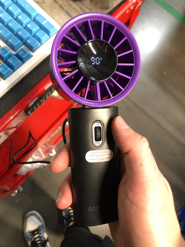 Photo 2 of (READ FULL POST) GOCKERA Portable Fan,1-100 Speeds Adjustable Personal Fan, 4200mah Battery Operated Fan, Digital Display, Handheld Fan for Office/Travel/Home/Camping, Gift for Family,Friends (Black-Purple)