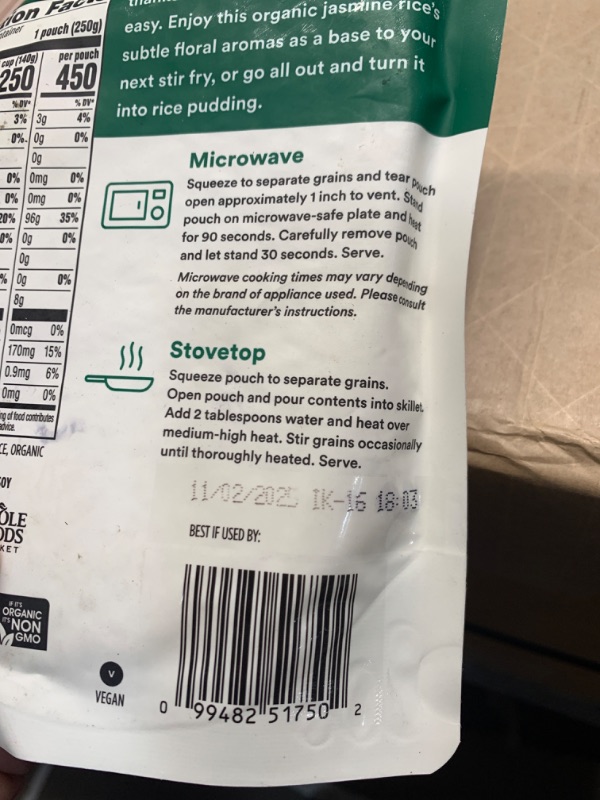 Photo 3 of 365 By Whole Foods Market, Rice Jasmine 90 Second Organic, 9 Ounce