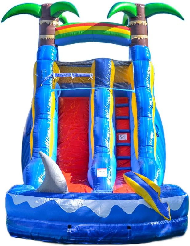 Photo 1 of **SEE NOTES // PARTIAL SET** 
HeroKiddo 15’ Ocean Shark Commercial Grade Water Slide with Splash Pool for Kids and Adults (with Blower), Wet Dry Combo, Big Inflatable, Outdoor Indoor, Birthday Party Rental