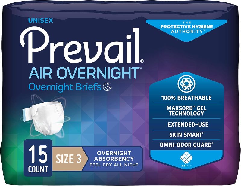 Photo 1 of 30 cnt
Prevail Air Plus Unisex Adult Incontinence Briefs, Refastenable Tabs, Ultimate Plus Absorbency