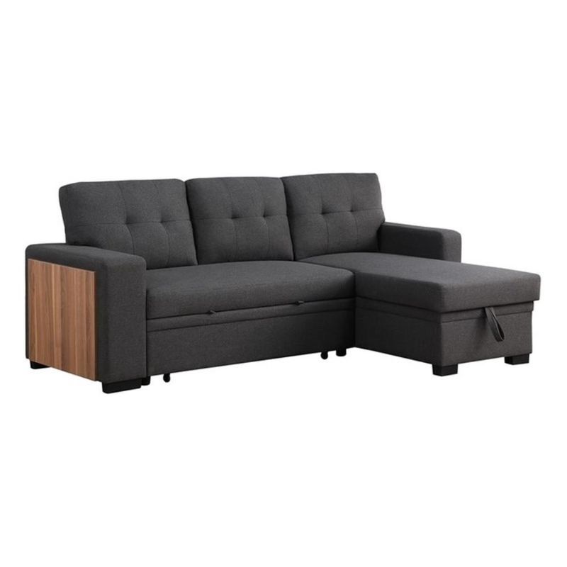 Photo 1 of *****PARTIAL SET box 3 of 3*****
Fabric Reversible Modern Side Compartment Sleeper Sectional Sofa Bed-Dark Gray
