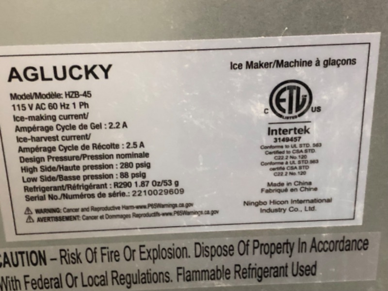 Photo 4 of ***USED - DAMAGED - DENTED - NO PACKAGING - POWERS ON - UNABLE TO TEST FURTHER***
EUHOMY Commercial Ice Maker Machine - 99lbs Daily Production