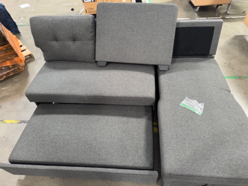 Photo 4 of *PARTIAL SET** Furmax Sleeper Sofa, Sofa Bed L Shaped Sectional Couch with Reversible Storage Chaise Lounge, Modern Fabric Pull Out Couch & Couch Bed for Living Room Small Space (Grey)