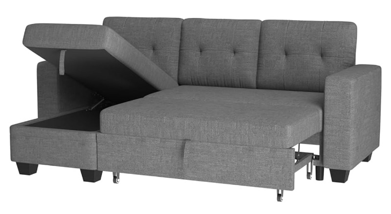 Photo 1 of *PARTIAL SET** Furmax Sleeper Sofa, Sofa Bed L Shaped Sectional Couch with Reversible Storage Chaise Lounge, Modern Fabric Pull Out Couch & Couch Bed for Living Room Small Space (Grey)