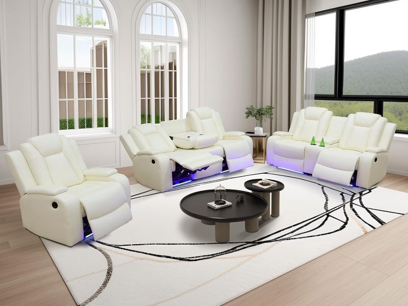 Photo 1 of  BOX 2 & 3 
Living Room Furniture Set Creamy White Leather Sofa Living Room Set 