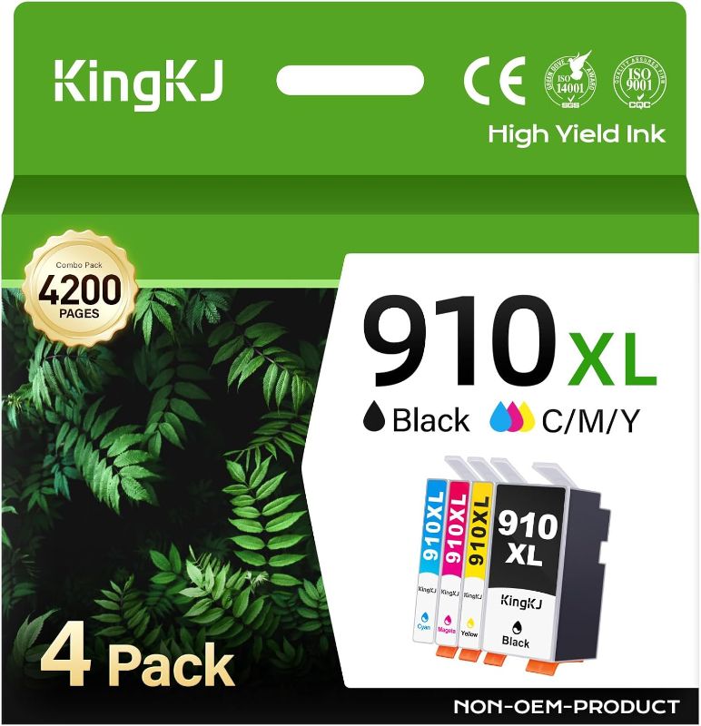 Photo 1 of 910XL Ink Cartridge High-yield 4-Pack Replacement for HP 910 910XL OfficeJet Pro 8020 8020e 8024e 8025 8025e 8028 8028e 8035 8035e 8010 8010e 8012e 8014e 8015 8015e 8018 8022 8022e Printer Black Color