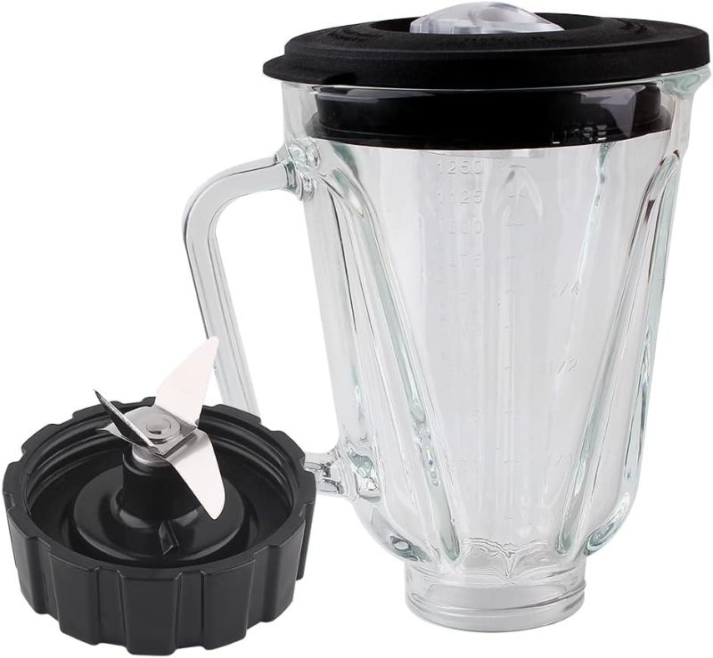 Photo 1 of (READ FULL POST) Replacement Parts 5 cups Glass jar with cross Blade and Base Bottom Cap, Compatible with Hamilton Beach Blenders

