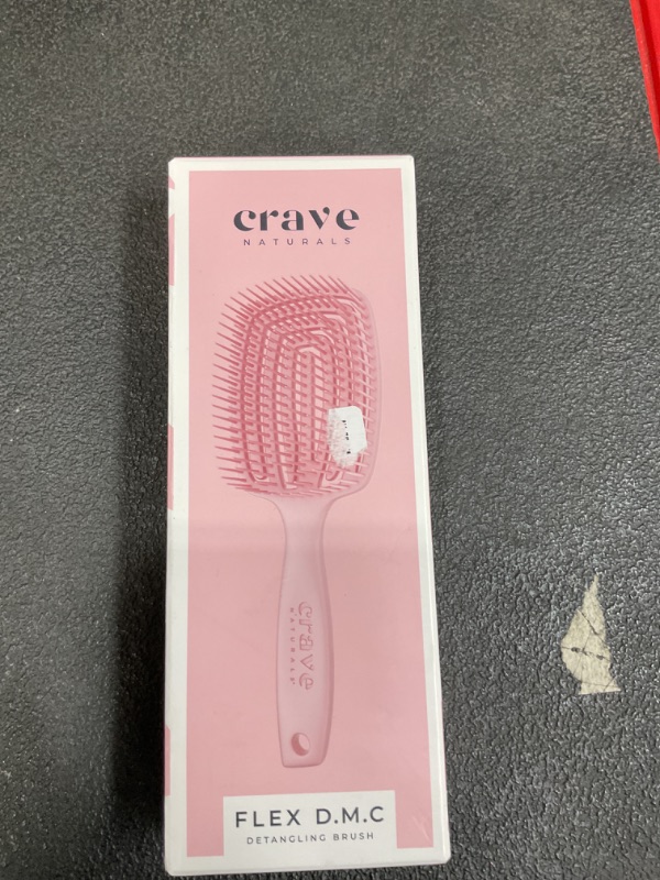 Photo 3 of (READ FULL POST) Crave Naturals FLEX DMC Detangling Brush for Thick & Curly Hair - Crave Naturals Glide Thru Detangling Brush - Crave Brush - Flexible Detangler Hairbrush Square Paddle - PINK