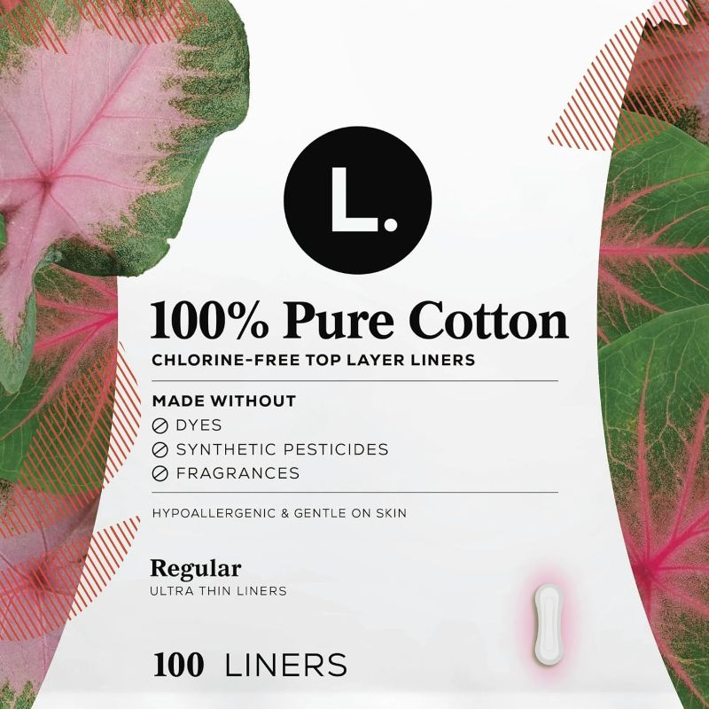 Photo 1 of 2 PK Ultra Thin Liners for Women, Regular, 100% Pure Cotton Top Layer 100 Ct (200 TOTAL)
