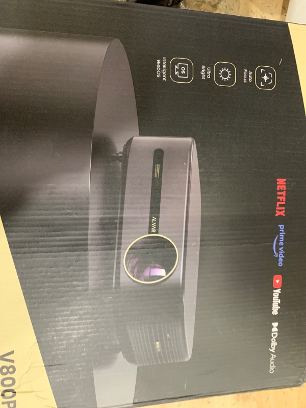 Photo 4 of (Selling for parts) 000 ANSI & Audio by dbx-tv] Alvar 4K Projector with WiFi and Bluetooth, NetfIix Certified & DoIby Audio, Auto Focus and Auto Keystone Native 1080P Smart Projector with HDR10+, 30W Speakers, Black