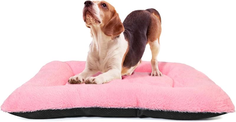 Photo 1 of 30 Inch Dog Crate Bed Pink Soft Cozy 30x19 Dog Crate Bed Bottom Anti Slip,Deluxe Plush Dog Crate Bed Washable,Fluffy Breathable Cute Dog Kennel Beds for Crates Fit Pet up to 30 lbs