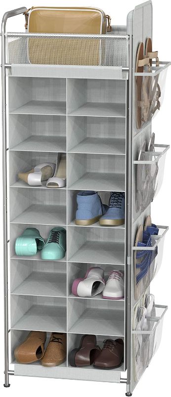 Photo 1 of (READ FULL POST) Simple Houseware Shoe Stand Tower Rack w/side hanging bag 20-Pair,  Grey