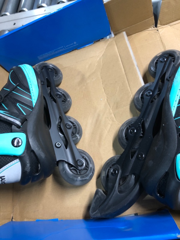 Photo 4 of ***(USED/STOCK PHOTO FOR REFERENCE ONLY) *** (TEAL) 
2PM SPORTS Kids Adjustable Inline Skates Ages 4-12, Youth Inlie Skates for Girls Boys 5-8 8-12 with Full Light Up Wheels, Beginner Women Men Adult Skates - TEAL LARGE