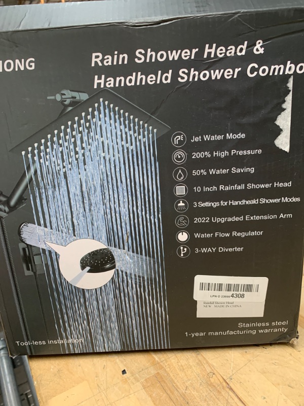 Photo 2 of 10" High Pressure Rainfall Shower Head, Powerful Jet Mode Handheld Shower Head with 11" Extension Arm, 3 Spray Settings Adjustable Anti-leak with Holder/Hose, Height/Angle Adjustable