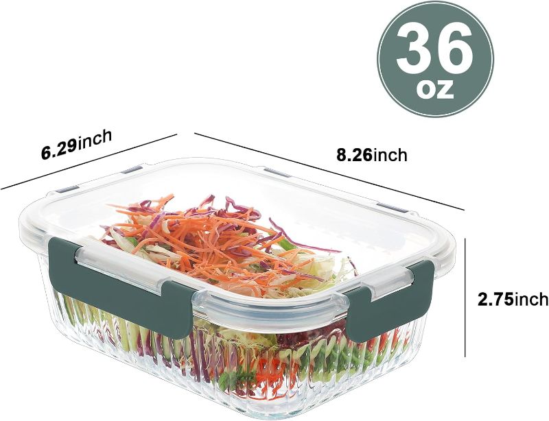 Photo 1 of 
KOMUEE 5 Packs 36 oz Glass Food Storage Containers, Glass Meal Prep Containers with Lids, Airtight Glass Lunch Bento Boxes, Microwave, Freezer and.