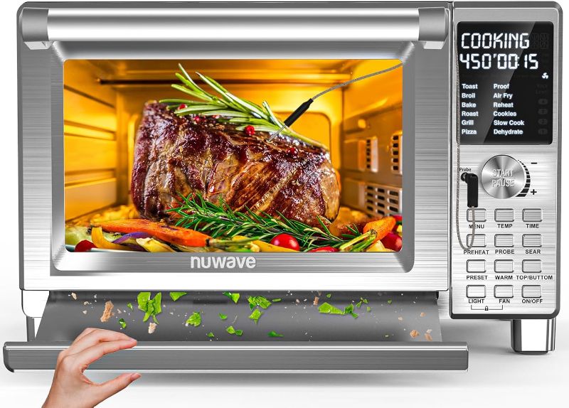 Photo 1 of ***NONREFUNDABLE - THIS SALE FINAL -  PARTS ONLY - SEE COMMENTS***
Nuwave Bravo XL Pro Air Fryer Toaster Oven, Improved 100% Super Convection, Quicker & Crispier Results, 100 Presets, Multi-Layer Even Cooking, 50-500F, Smart Probe, PFAS Free, 30QT, Stainl