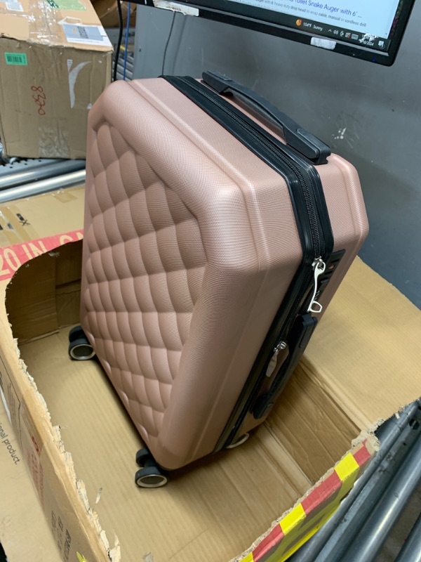 Photo 3 of ***USED - DIRTY - DEFAULT CODE IS 0-0-0***
Pink Carry-On Luggage Piece with Tufted-Like Finish, Rolling with Wheels and Handle