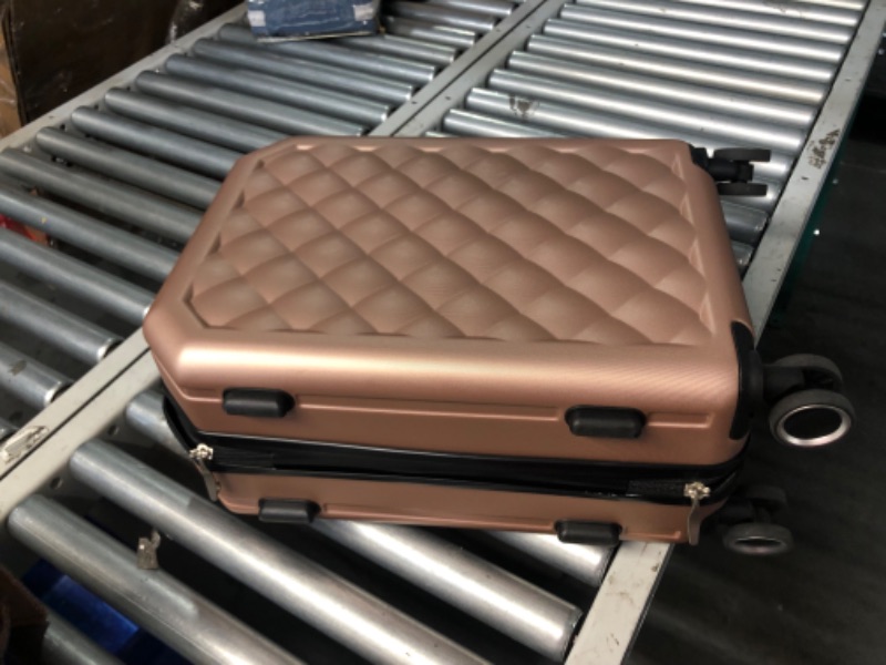 Photo 4 of ***USED - DIRTY - DEFAULT CODE IS 0-0-0***
Pink Carry-On Luggage Piece with Tufted-Like Finish, Rolling with Wheels and Handle