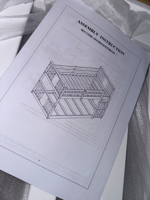 Photo 2 of *BOX 1 OF 2** MISSING BOX 2 OF 2 Twin Over Twin Bunk Bed w/ Ladder, White 
