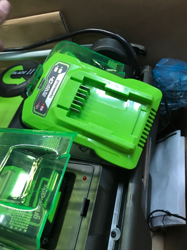 Photo 3 of (For parts) Greenworks 40V 20-Inch Cordless Twin Force Lawn Mower, 4Ah & 2Ah Batteries with Charger Included