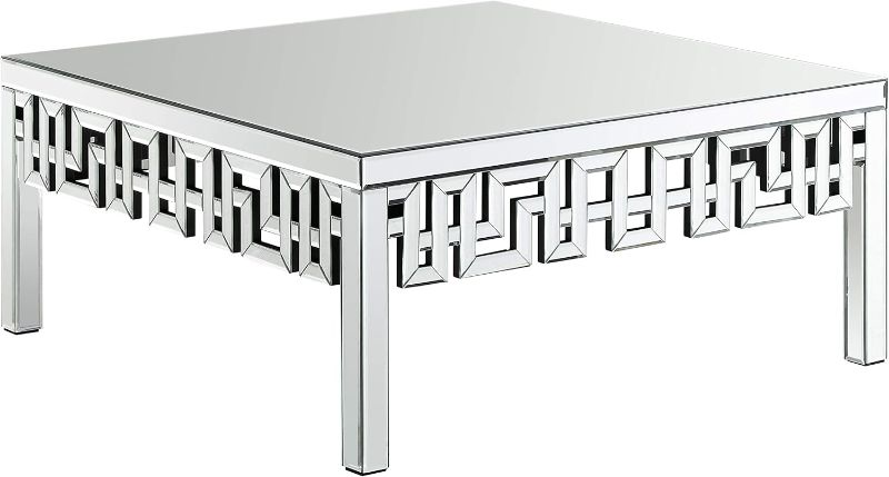 Photo 1 of (Minor broken pieces) Meridian Furniture Aria Collection Modern | Contemporary Mirrored Coffee Table, 39" W x 39" D x 18" H
