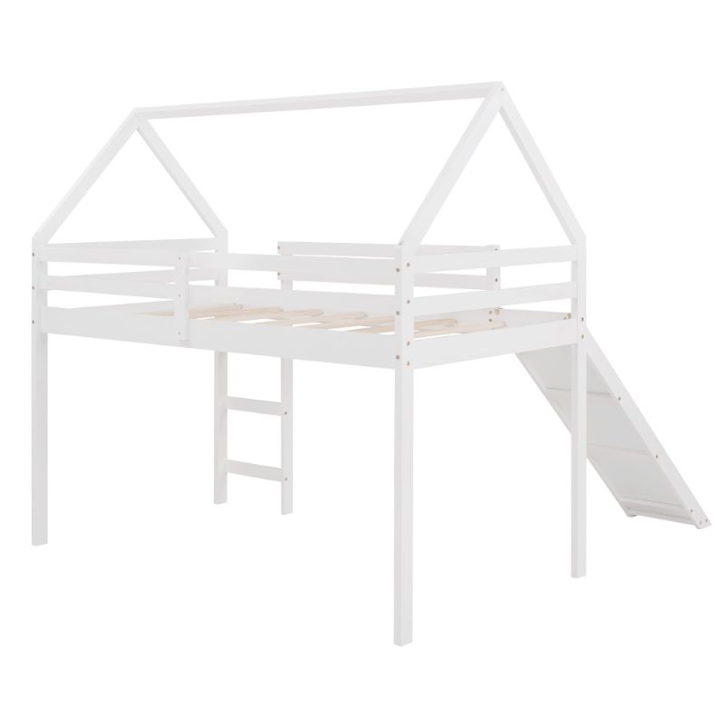 Photo 1 of ***PARTIAL SET - BOX 1 OF 2 ONLY - CANNOT BE FULLY ASSEMBLED - SEE PICTURES***
HomeRoots 404214 White Twin Size Slide House Loft Bed
