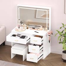 Photo 1 of * SEE NOTES*  36" Modern Mirror Makeup Vanity with 4 Drawers Charging Station and Light Strip, White & Black
