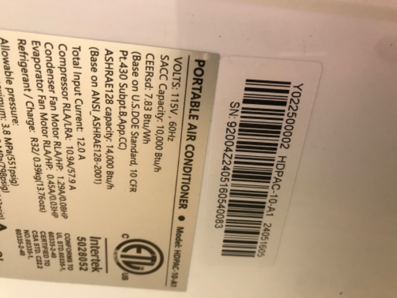Photo 2 of 12,000 BTU Portable Air Conditioner Cools Up to 500 Sq.Ft, 3-IN-1 Energy Efficient Portable AC Unit with Remote Control & Installation Kits for Large Room, Campervan, Office, Temporary Space
