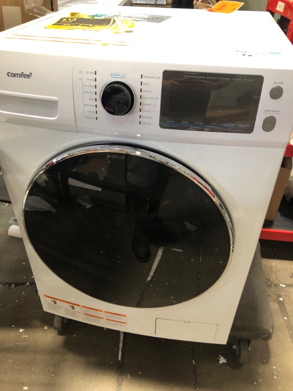 Photo 2 of * TESTED* COMFEE’ 24" Washer and Dryer Combo 2.7 cu.ft 26lbs Washing Machine Steam Care, Overnight Dry, No Shaking Front Load Full-Automatic Machine, Dorm White
