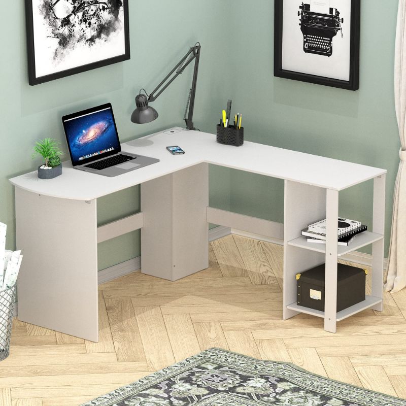 Photo 1 of * Parts Only Missing Parts* SHW Cyrus L Desk with Shelves, White
