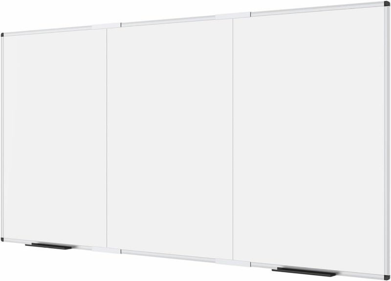 Photo 1 of * Minor Damage* VIZ-PRO Large Dry Erase White Board/Magnetic Foldable Whiteboard, 96 X 48 Inches, Silver Aluminium Frame
