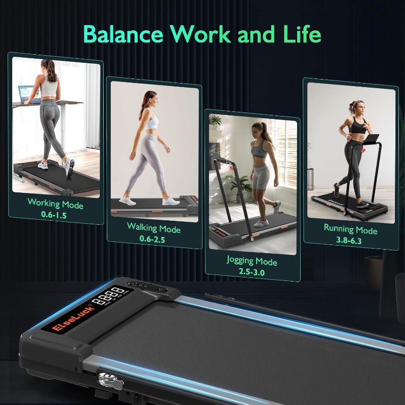 Photo 1 of *POWERS ON** Elseluck Walking Pad, Under Desk Treadmill for Home Office, 2 in 1 Portable Walking Treadmill with Remote Control, Walking Jogging Machine in LED Display
