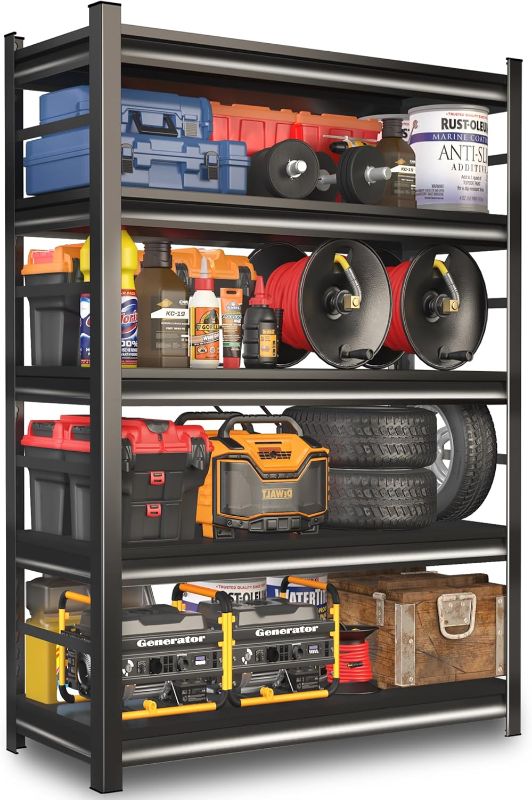 Photo 1 of *STOCK PHOTO JUST FOR REFERENCE** 78" H Garage Shelving Heavy Duty Storage Shelves Adjustable 5 Tier Metal Shelves for Garage Warehouse Basement Industrial Utility Racks,Black
