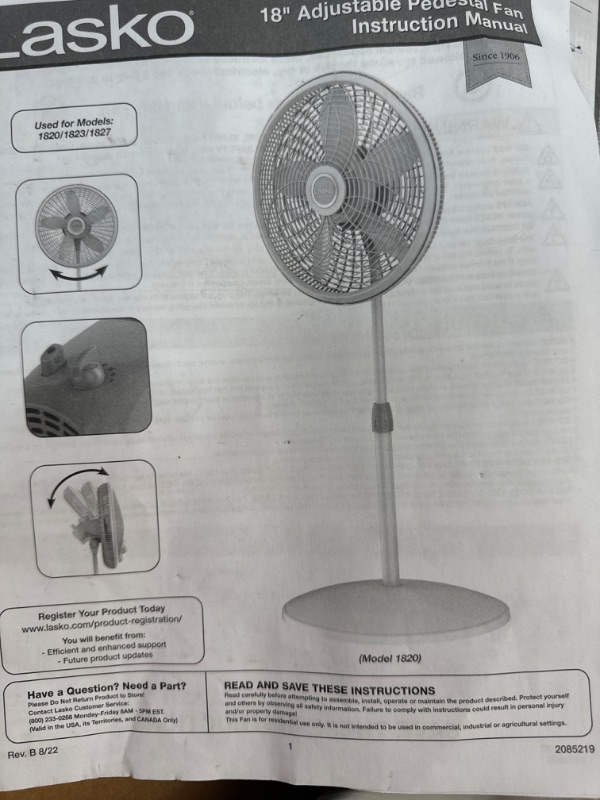 Photo 3 of *POWERS ON** Lasko Cyclone 18 in. Adjustable Pedestal Fan