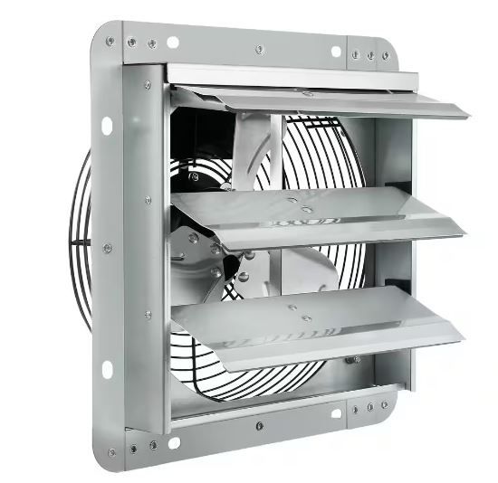 Photo 1 of 10 in. Shutter Exhaust Fan High-Speed 820 CFM Aluminum Wall Mount Attic Fan, Wall Fan with Ventilation and Cooling
