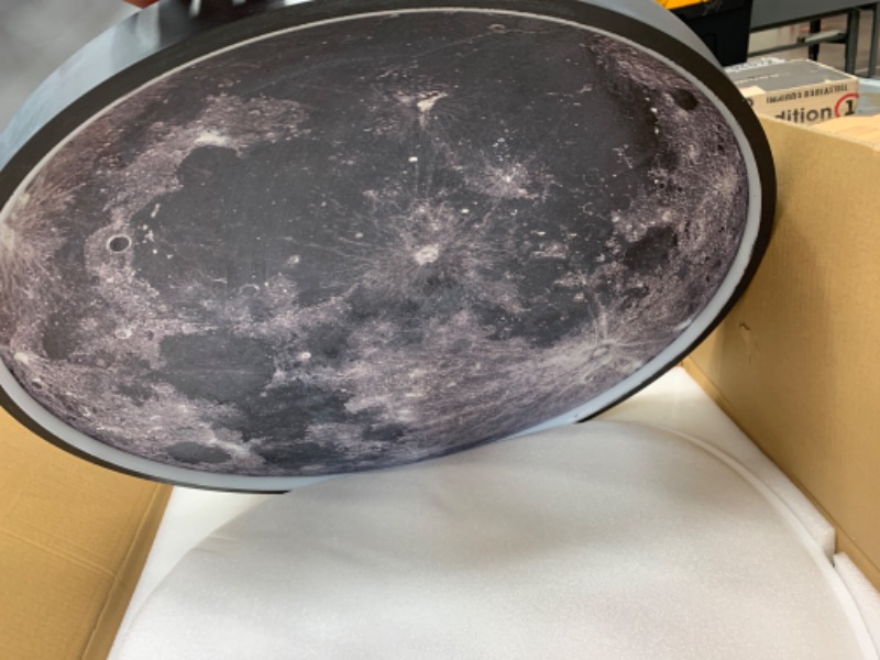 Photo 1 of AHAWILL Flush Mount Led Dimmable Ceiling Light Fixture with Remote Control,23.6 "Wall Mounted Decorative Moon Ceiling Light for Bedrooms and Living Rooms.(50W)