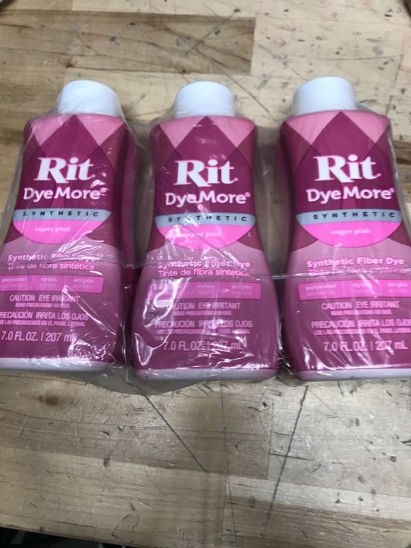 Photo 2 of **3 PACK**Rit DyeMore Synthetic Fiber Dye, Super Pink - 7.0 fl oz