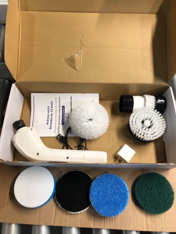 Photo 2 of ***ITEM TESTED FOR POWER, UNABLE TO TEST FURTHER***
Electric Spin Scrubber, Adjustable Angle 2024 New Cordless Cleaning Brush & Extension Handle, Power Shower Scrubber with 8 Replaceable Head, 120Mins Electric Scrubber for Bathroom, Tub, Floor, Kitchen Wh