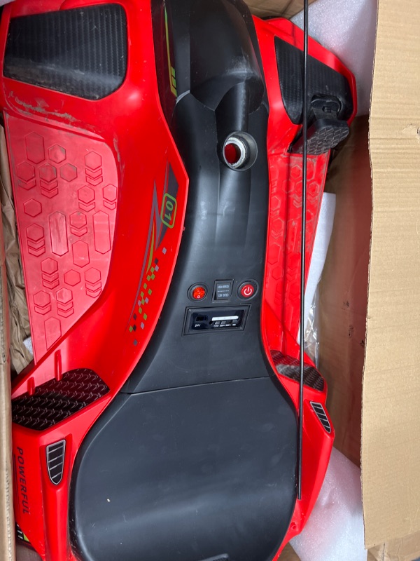 Photo 1 of 24V Ride on Drift Car,7Ah Battery 180W Brushless Motor Kids Electric Drifting Go-Kart for Rider up to 110 lbs, with Music,Front+Tail LED Light,Low-Power Alarm (Red)